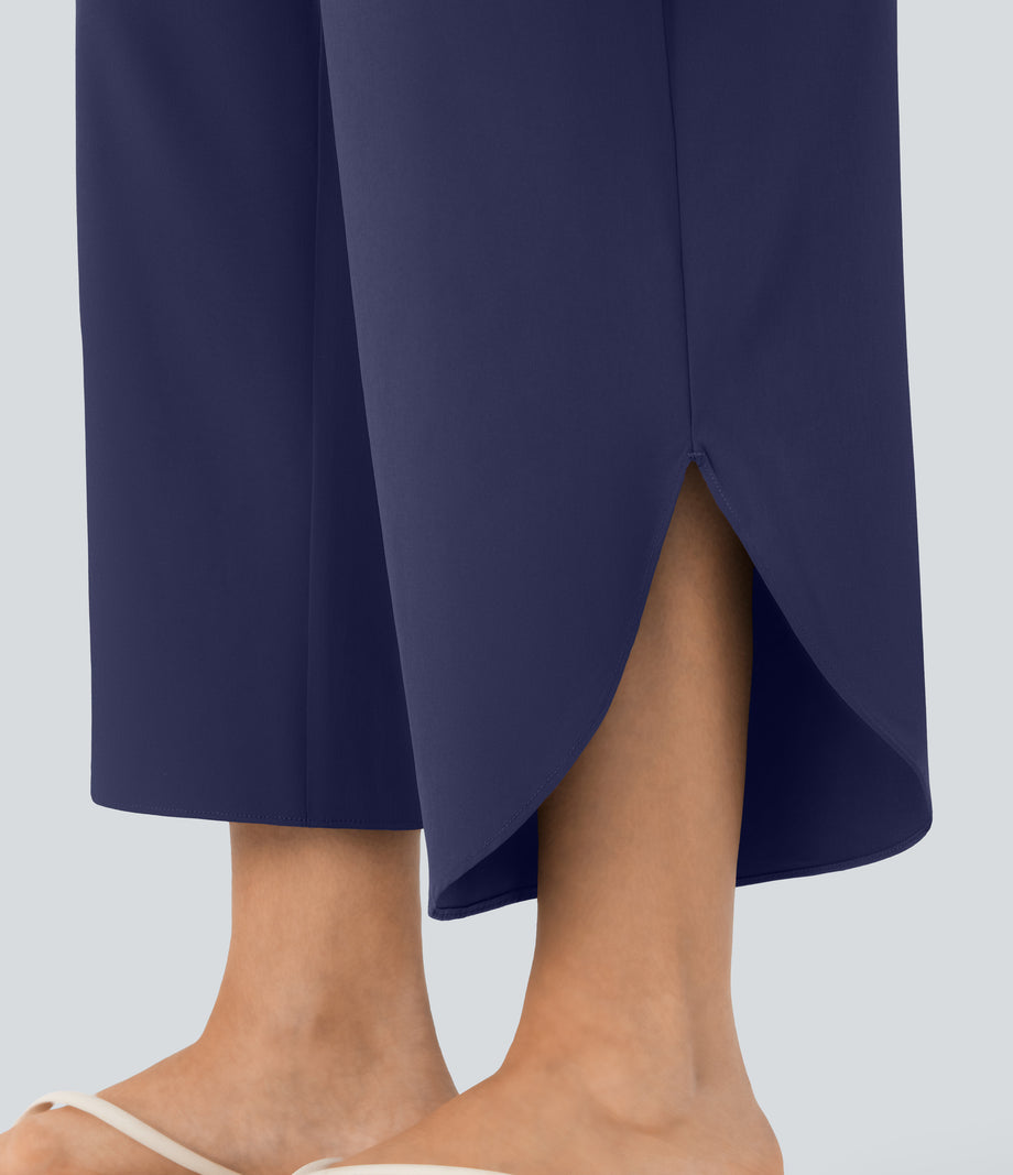 Breezeful™ High Waisted Tummy Control Split Hem Quick Dry Resort Pants with Pockets - Patriot Blue