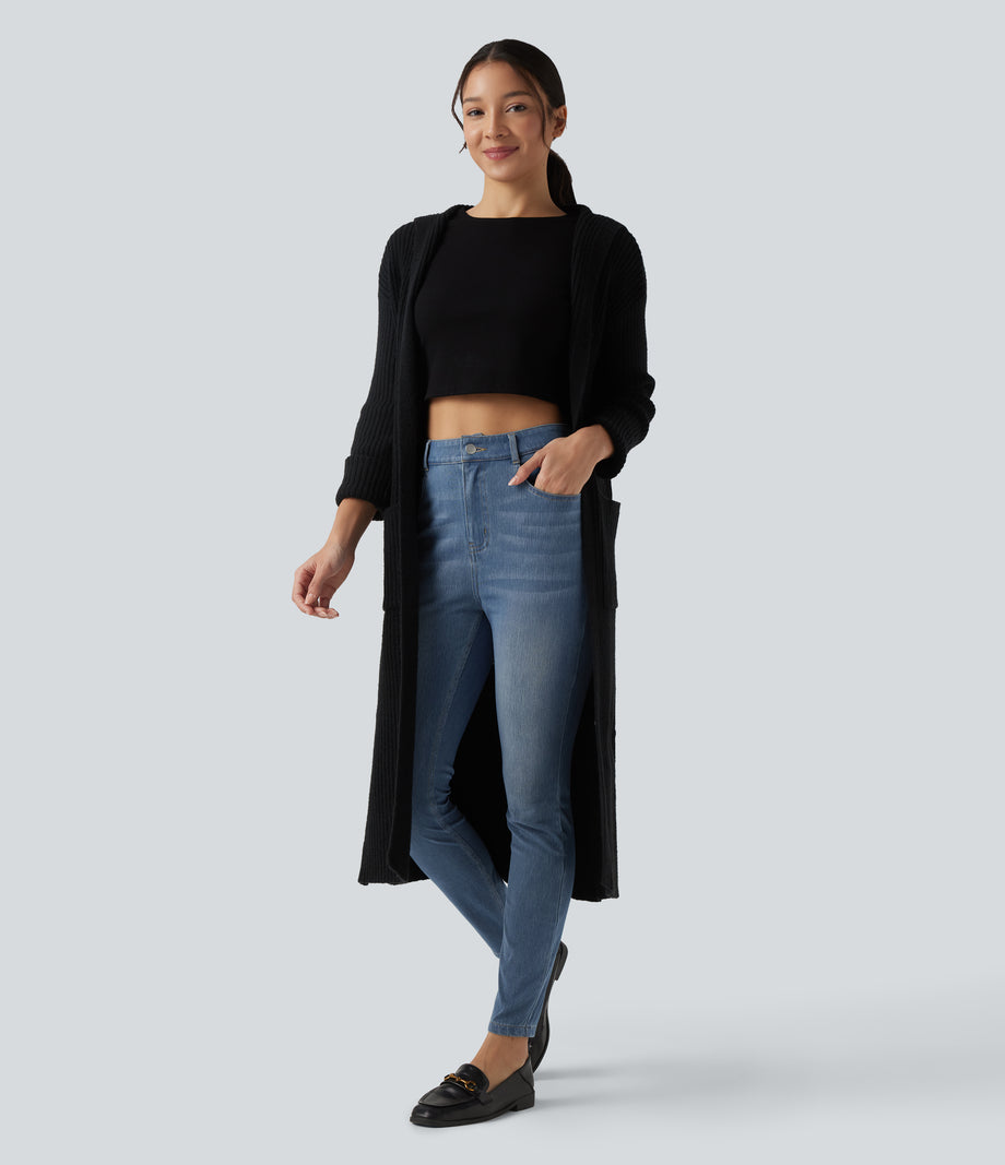 Halara Flex™ High Waisted Casual Skinny Jeans with Pockets -  Blue Jasper Denim
