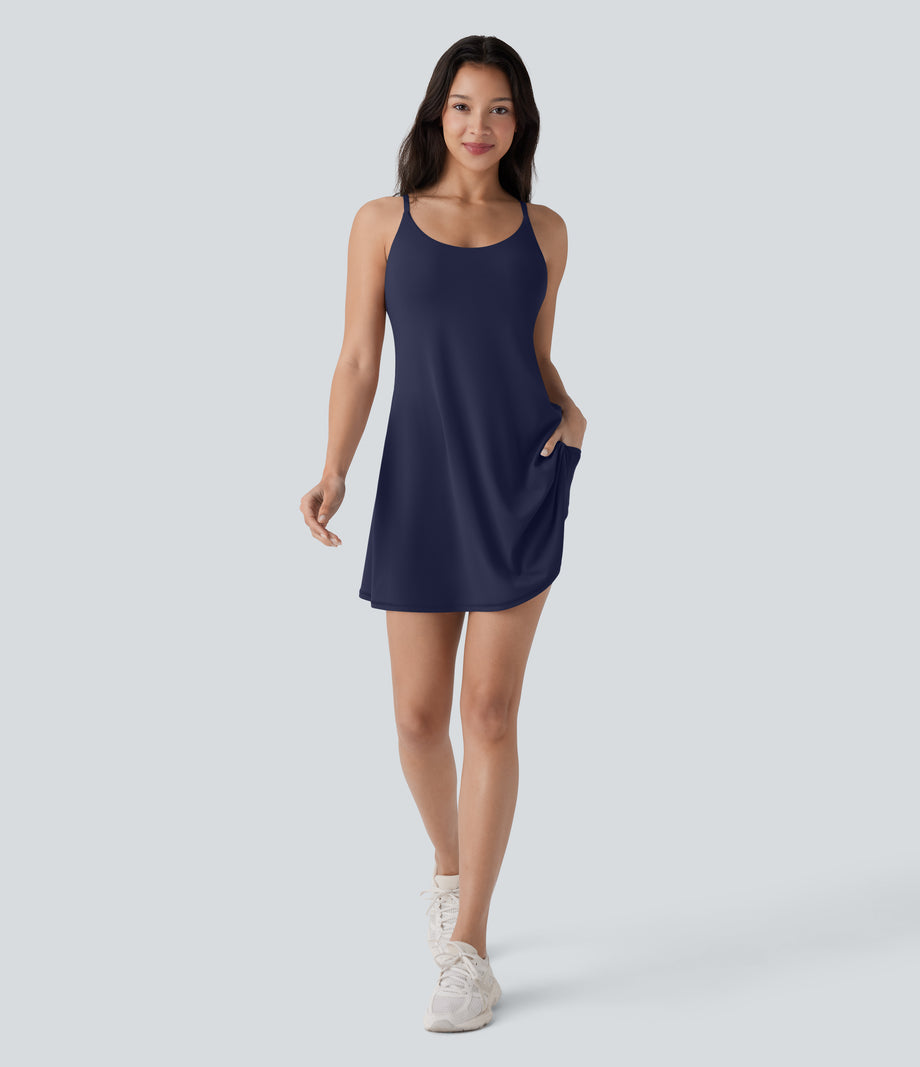 SoftlyZero™ Plush Molded Cups Low Support Dance Active Dress-Easy Peezy Edition A-D Cups - Peacoat