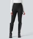 High Waisted Sheen 7/8 Leggings with Pockets - Black