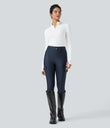High Waisted Sheen 7/8 Leggings with Pockets - Blueberry