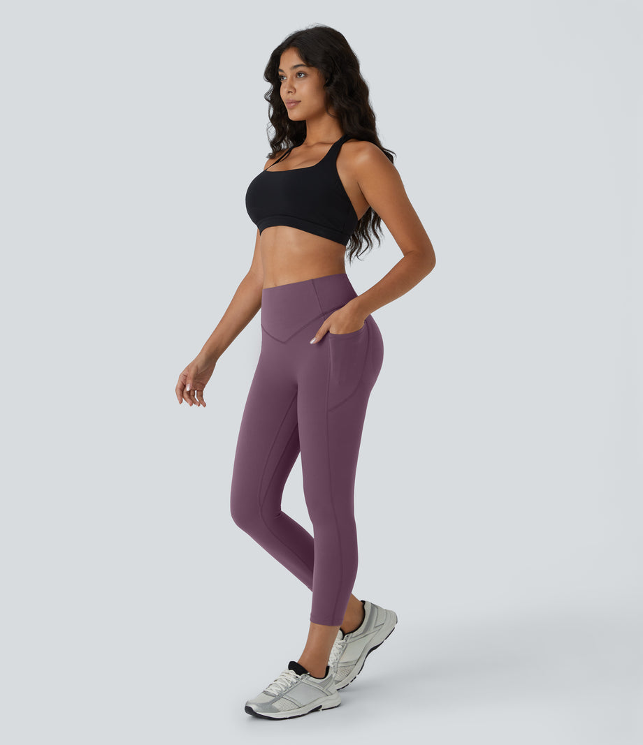 Halara UltraSculpt™ High Waisted Scrunch Butt Lifting Tummy Control Pocket Shaping Capri Training Leggings - Night's Purple