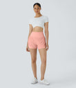 Breezeful™ Super High Waisted Curved Hem 2-in-1 Pocket Quick Dry Yoga Shorts 3.5'' - Peach Melba