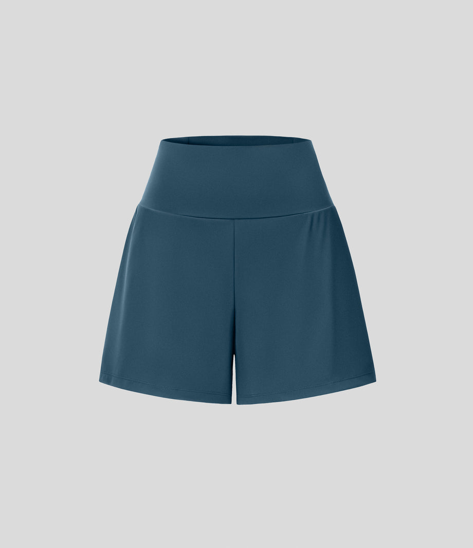 SoftlyZero™ Airy Super High Waisted 2-in-1  Cool Touch Yoga Shorts 5'' with Pockets-Longer Length - Majolica Blue