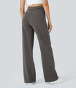 DayStretch High Waisted Pockets Straight Leg Casual Pants - Deep Red Grey