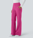 Halara Flex™ DayStretch Mid Rise Side Zipper Pocket Work Flare Pants - Raspberry Rose
