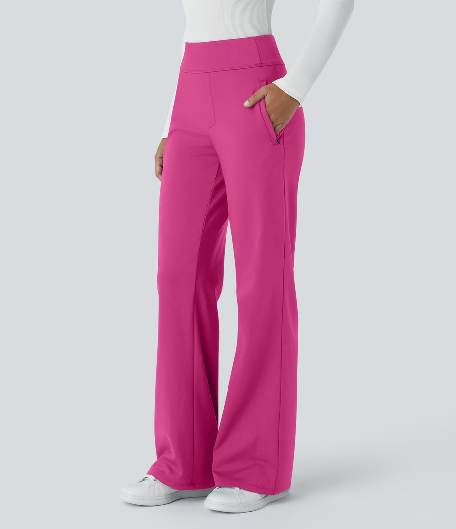 Halara Flex™ DayStretch Mid Rise Side Zipper Pocket Work Flare Pants - Raspberry Rose