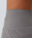 High Waisted Crossover Pocket 2-in-1 Casual Shorts - Steeple Gray