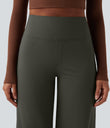 DayStretch High Waisted Tummy Control Wide Leg Baggy Yoga Pants with Pockets - Forest Night