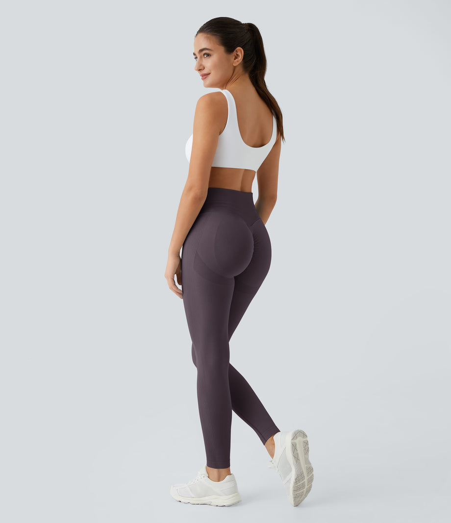 OneForm Seamless Flow High Waisted Booty Scrunch Leggings - Night's Purple
