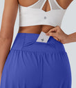 SoftlyZero™ Airy Super High Waisted 2-in-1 Cool Touch Yoga Shorts 7" with Pockets - Aster Blue