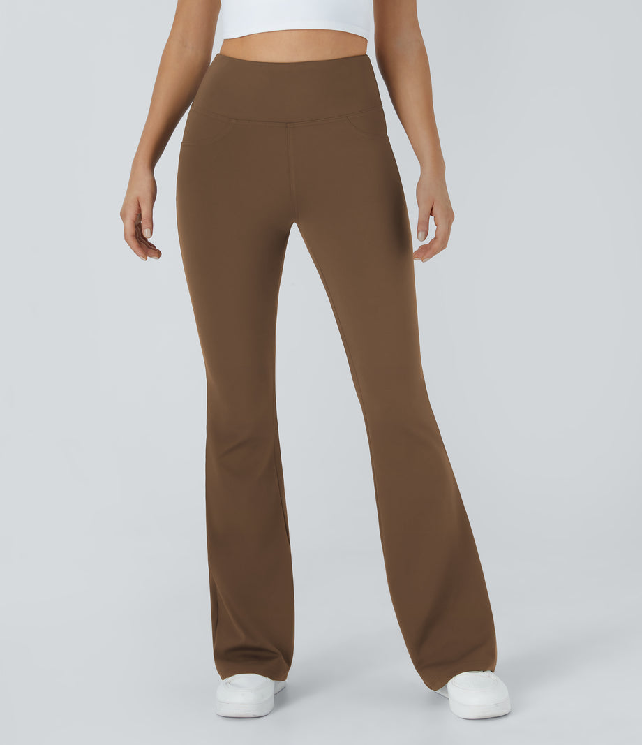DayStretch High Waisted Pocket Flare Yoga Leggings - Sepia
