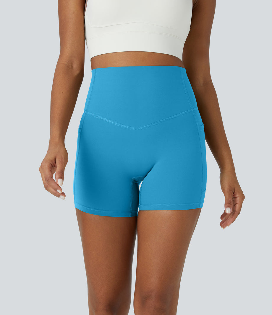 Halara UltraSculpt™ High Waisted Tummy Control Side Pocket Shaping Training Biker Shorts 5'' - Swim Cap