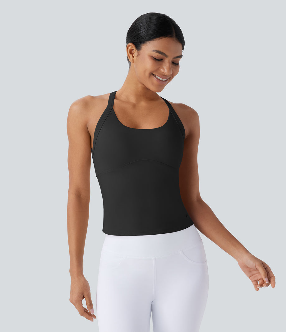 SoftlyZero™ Plush Cut Out Yoga Tank Top A-D Cups - Black
