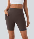 Halara UltraSculpt™ High Waisted Scrunch Butt Lifting Tummy Control Side Pocket Shaping Workout Biker Shorts 7'' - Hot Fudge