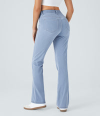 Halara Flex™ Mid Rise Pockets Casual Bootcut Jeans - Denim Cyan Blue