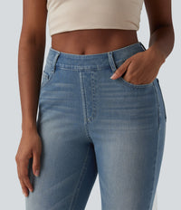 Halara Flex™ High Waisted Pockets Washed Casual Bootcut Jeans - Blue Surf Denim