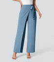 Halara Flex™ High Waisted Tie Side Wide Leg Work Pants - Whale Blue