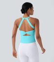 SoftlyZero™ Plush Cut Out Yoga Tank Top A-D Cups - Baroque Blue