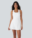 SoftlyZero™ Airy U Neck 2-in-1 Pocket Mini Cool Touch Dance Active Dress-Easy Peezy - White