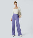Halara Flex™ High Waisted Body Sculpt Waist-Slimming Pocket Wide Leg Micro Waffle Work Pants - Aster Purple