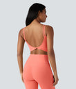 Halara UltraSculpt™ Double Straps Twisted Backless Cropped Yoga Tank Top - Fusion Coral
