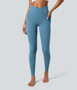SoftlyZero™ Crossover Pocket Plain Leggings-UPF50+ - Warm Mid Blue