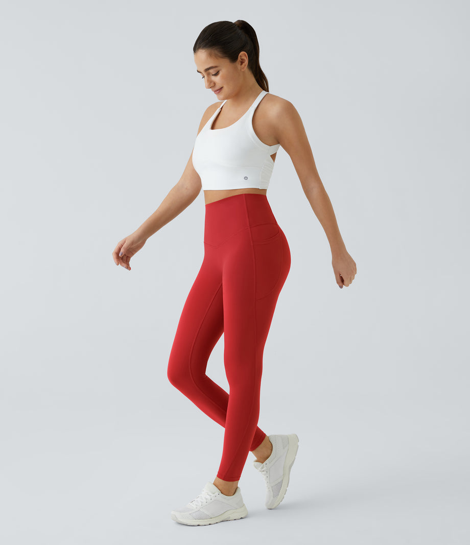 Halara UltraSculpt™ High Waisted Tummy Control Pocket Shaping Training Leggings - Aura Orange