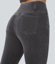 Halara Flex™ High Waisted Crossover Pocket Cool Touch Washed Casual Jeans - Coal Black Denim