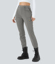DayStretch High Waisted Zipper Pockets Solid Skinny Cargo Pants - Silent Storm