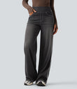 Halara Flex™ High Waisted Stripe Wide Leg Flowy Washed Casual Jeans with Pockets - Poppy Seed Denim