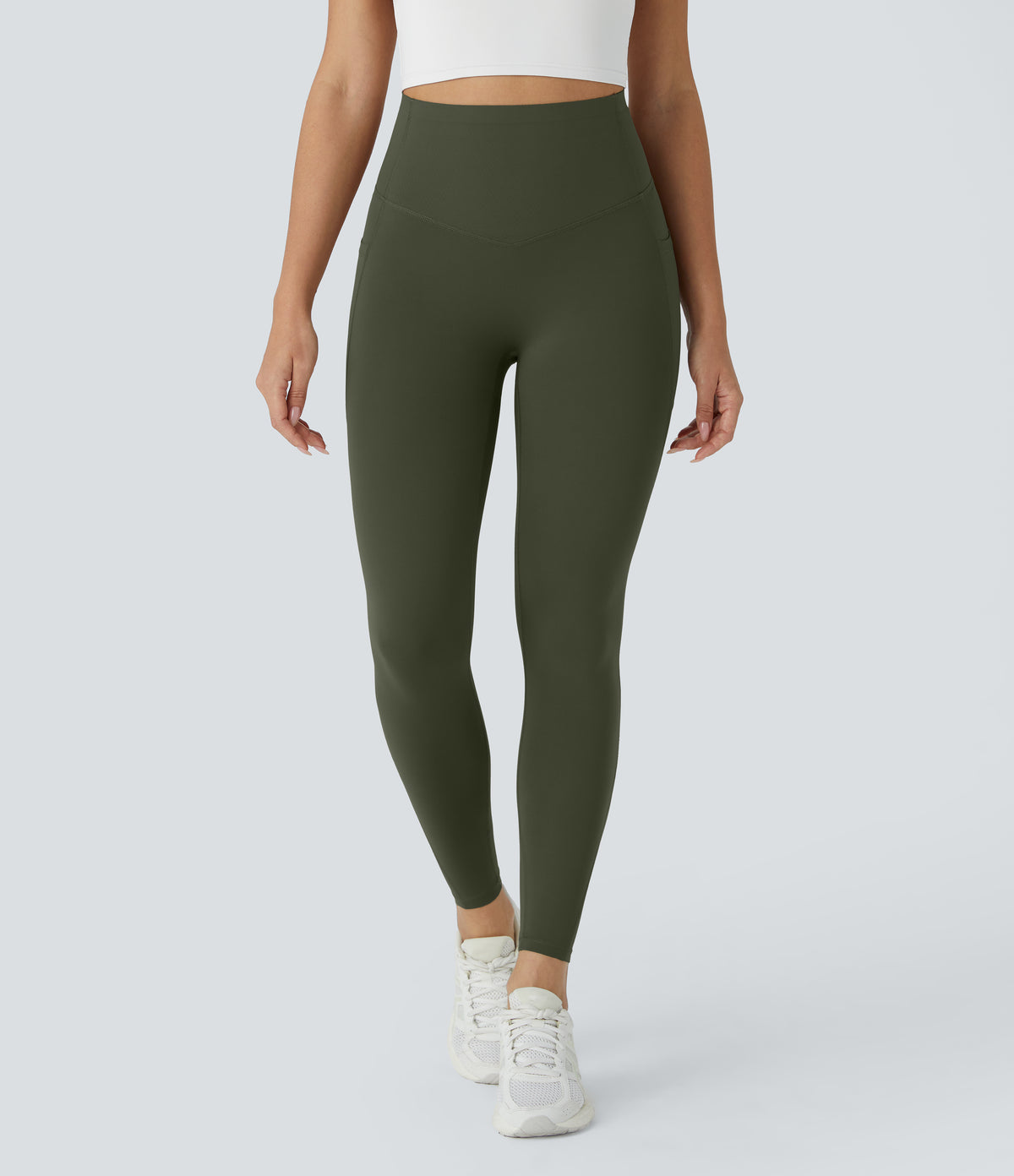 Halara UltraSculpt™ High Waisted Butt Lifting Tummy Control Pocket Shaping Workout Leggings - Deep Woodland Green
