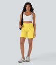 SoftlyZero™ Airy Super High Waisted 2-in-1 Cool Touch Yoga Shorts 7" with Pockets - Goldfinch