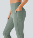Halara UltraSculpt™ High Waisted Scrunch Butt Lifting Tummy Control Pocket Shaping Yoga Bootcut Leggings - Iceberg Green