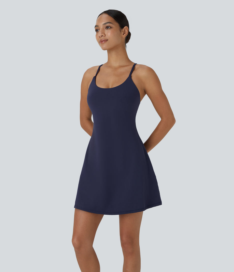 SoftlyZero™ Plush Backless Active Dress - Peacoat