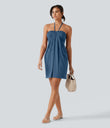 Halter Tie Back Mini Resort Dress with Pockets - Stellar