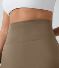 OneForm Seamless Flow High Waisted Ruched Plain Leggings - Chestnut Brown