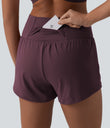 SoftlyZero™ Airy Crossover High Waisted 2-in-1 Cool Touch Yoga Shorts 3'' with Pockets - Fig