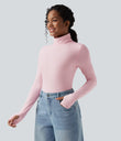 Halara HeatCore Turtleneck Long Sleeve Thumb Hole Casual Warming Top - Pale Lilac