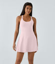 SoftlyZero™ Airy Backless Twisted Flare Low Support Dance Active Dress-Longer Length-Easy Peezy Edition A-D Cups - Primrose Pink