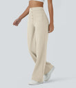 DayStretch High Waisted Pockets Straight Leg Casual Pants - Oat Milk