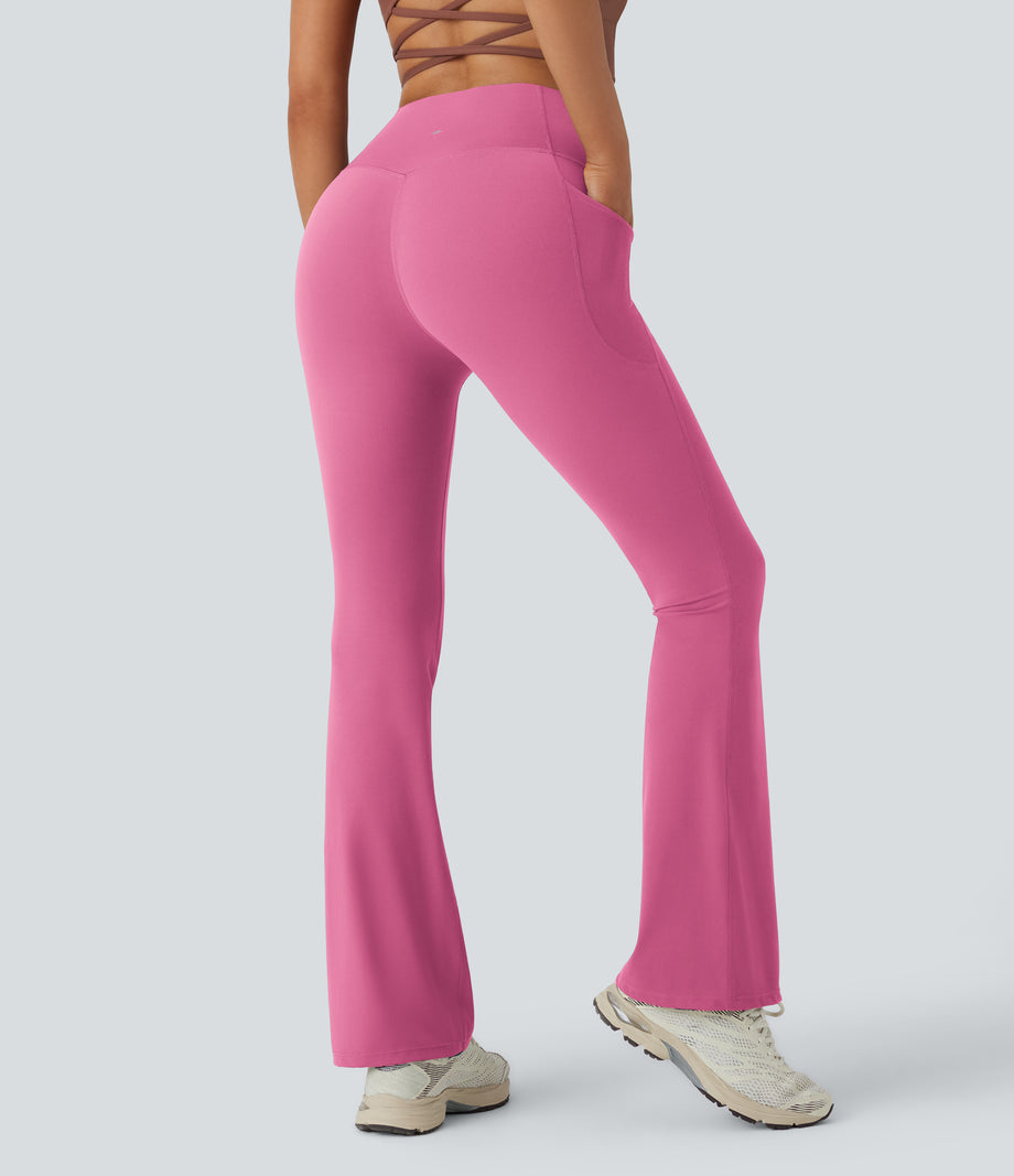 Halara UltraSculpt™ High Waisted Tummy Control Pocket Shaping Yoga Bootcut Leggings - Pink Power