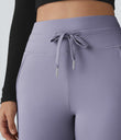 SoftlyZero™ Plush High Waisted Drawstring Pocket Plain Full Length Joggers - Silver Bullet