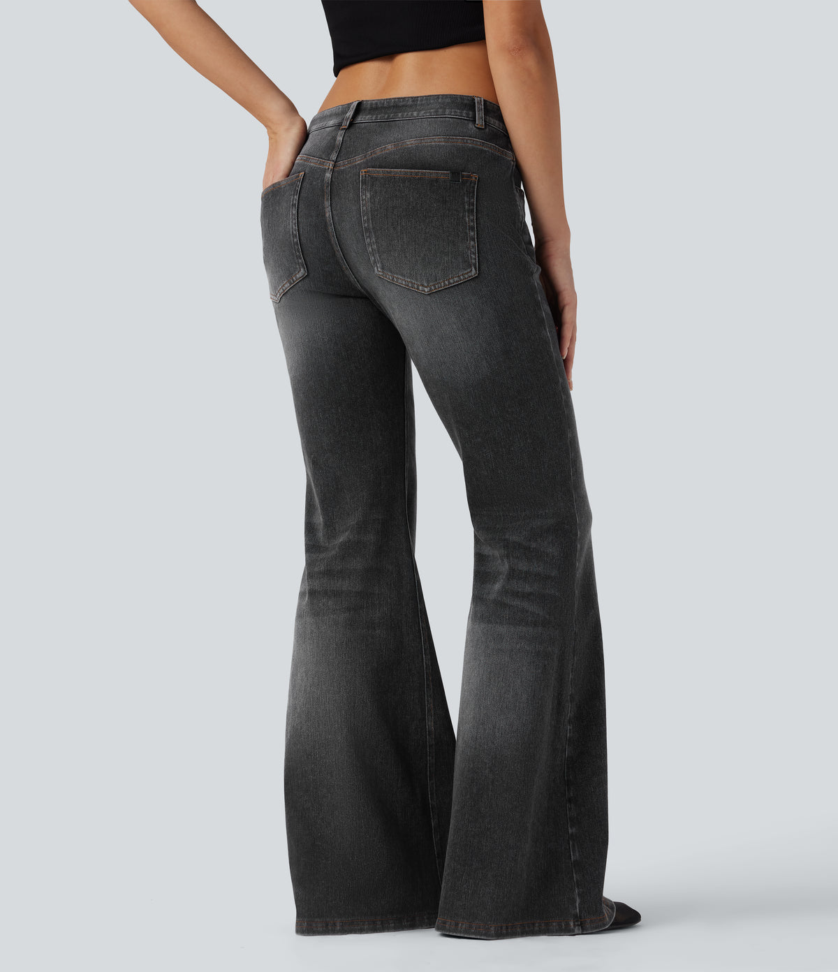 Halara Flex™ Low Rise Flare Washed Casual Jeans with Pockets - Phantom Denim