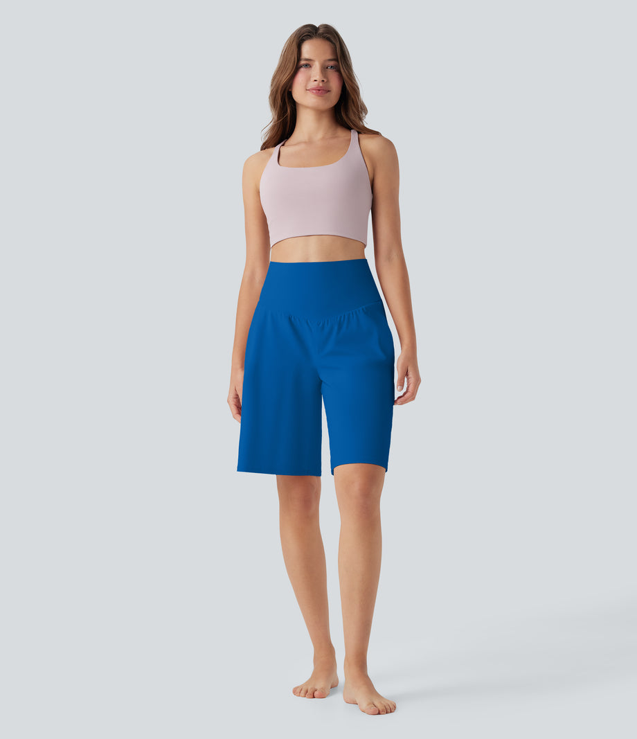 SoftlyZero™ Airy High Waisted Pockets Cool Touch Yoga Bermuda Shorts - Skydiver