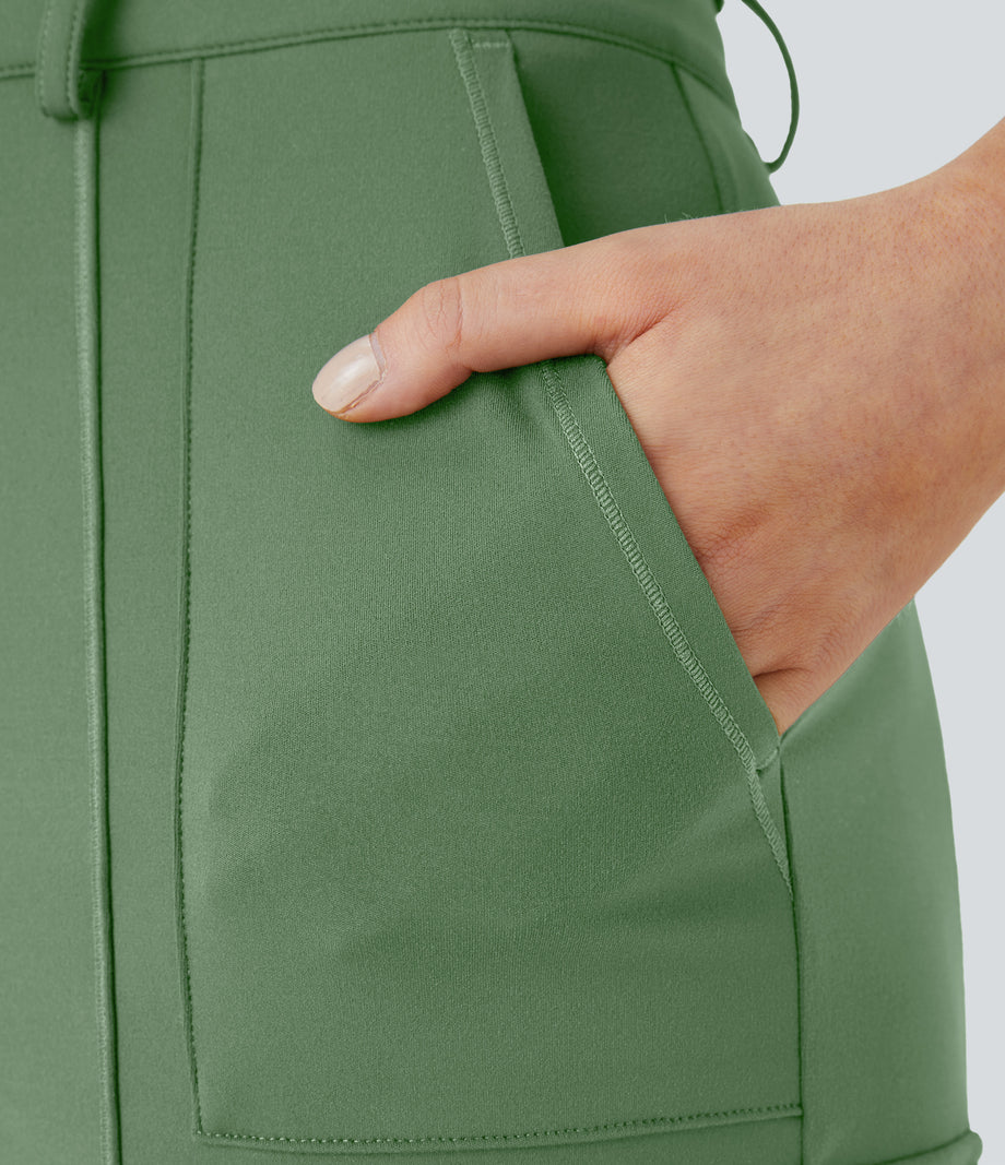 DayStretch High Waisted Zipper Pockets Solid Skinny Cargo Pants - Kashmir