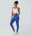 SoftlyZero™ Crossover Pocket Plain Leggings-UPF50+ - Beaucoup Blue
