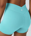 SoftlyZero™ High Waisted Crossover Plain Yoga Biker Shorts 3''-UPF50+ - Island Paradise