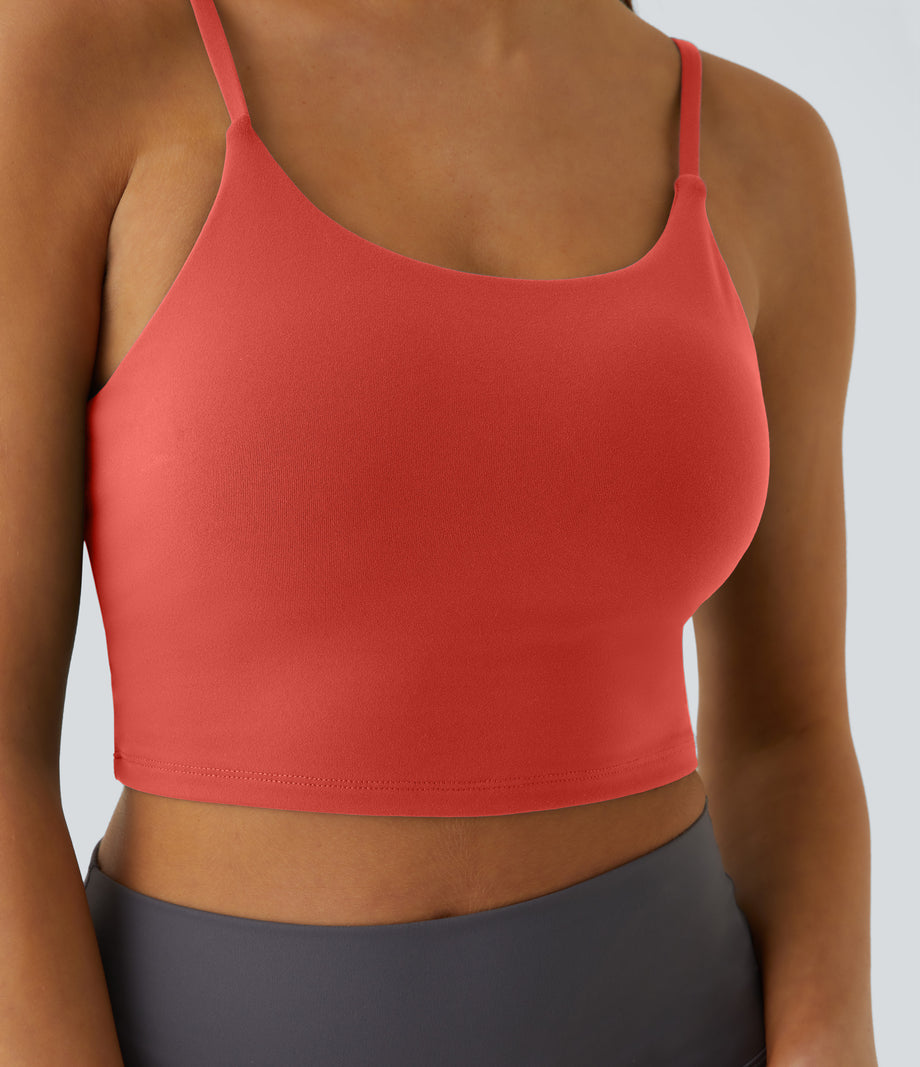 Basic Padded Workout Cropped Low Support Tank Top A-D Cups - Deep Sea Coral
