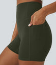 Halara UltraSculpt™ High Waisted Tummy Control Side Pocket Shaping Training Biker Shorts 5'' - Deep Woodland Green